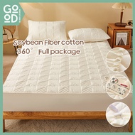 Ready Stock Soy Fiber Quilted King Bed Sheet Cotton Single Mattress Protector Anti-Slip Mattress Cover Spot