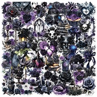50PCS Dark Style Black Rose Stickers – L50-666