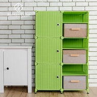 [特價]【藤立方】組合3層6格收納置物架(3門板+3置物盒+調整腳墊)-綠色-DIY