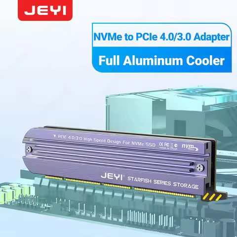 JEYI M.2 NVME to PCIe 4.0 3.0 Adapter With Aluminum SSD Heatsink, NVMe 64Gbps Gen4 PCIE X4 X8 X16 Ex
