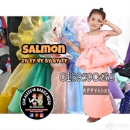 🌺 NEW 2021 🌺 RAYA SALMON BAJU KURUNG PEPLUM BUDAK BABYDOLL PEACH ORANGE 2y 3y 4y 5y 6y 7y