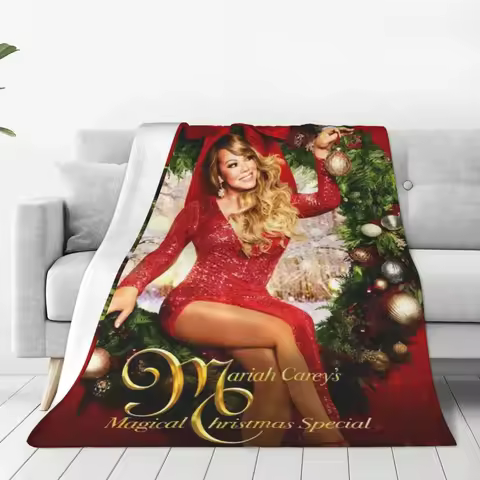 Mariah Carey Super Warm Blankets Singer Christmas Gift Camping Bedding Throws Winter Print Flannel B
