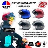 SGV CRUISER MATT VISOREX HELMET ( TOPI KELEDAR SGV Skuter Scooter Steng Separuh /Topi Keledar Wanita)