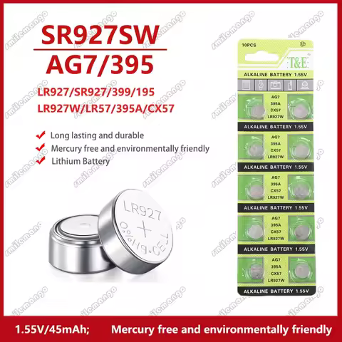 2PCS-50PCS 1.55V AG7 LR927 LR57 SR927W 399 GR927 395A AG 7 Battery Button Batteries For Watch Toys R
