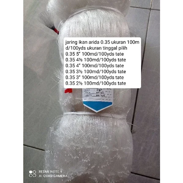 . jaring ikan ARIDA 0.35 100md/100yds TATE ukuran 2 inch - 5 inch jaring Arida jaring nelayan pukat 