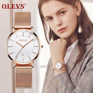 Swiss Brand -OLEVS-Jam Tangan Perempuan Wanita-Original-Casual-Rose Gold Watch for Women-Ultrathin Steel-手表