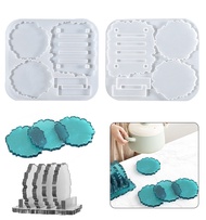 (JIE YUAN)Wave Coaster Mold Set With Storage Rack For Diy Epoxy Resin Silicone Mold Kitchen Insulation Pad Home Desktop Decoration - Resin Diy amp;silicone Mold - AliExpress