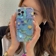 Tide brand Floral Phone Case for iphone 15 15pro 15promax 14 14pro 14promax 13 13pro 13promax 12 12pro 12promax Oil painting flower rhinestone pattern Soft Phone Case for iphone 11 womens phone case elegant style
