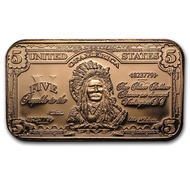 U.S. $5 Indian Chief | 1 oz AVDP .999 Fine Cu Copper Bar 1oz
