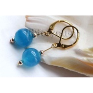 10mm Gold Plated Claps Jade Earrings