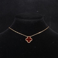 VAN CLEEF&ARPELS(梵克雅寶) Vintage Alhambra 中號單花項鏈 新扣 18K黃金/紅玉髓 項鏈 黃金