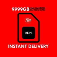 FREE Tunetalk eSIM Unlimited Internet Data + Call Hotspot 4G 5G eSIM Prepaid Celcom Digi Malaysia Port In Maxis U Mobile
