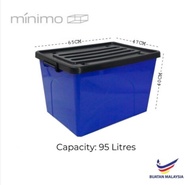 【GW】95L Storage Box With Wheel Wheel Bekas Simpanan Dengan Roda Kotak Simpanan Plastik