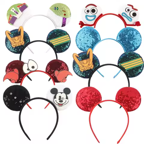 Newest Festival Party Cosplay Mouse Ears Headband 3.3" Ears Glitter Hairband Without Bow For Boys DI