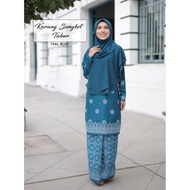 [ Baju Kurung Moden ] KURUNG SONGKET BUNGA TABUR | KHIMAR (TEAL BLUE)