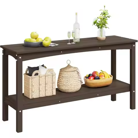 Outdoor 55 2-Shelf Storage Cabinet, Multifunctional Porch Table, TV Stand, and Side Tables for Patio