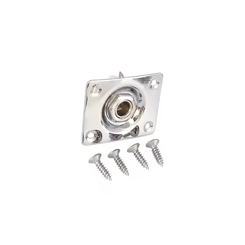 Rectangle Style Plate Guitar Bass 1/4 Output Input Jack Socket for Electric Guitar Black Gold Chrome
