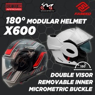 FASEED X600 Modular Helmet Double Visor Full Open Face 180° Flip Up ECE Rating 22.06 Topi Keledar