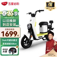 五星钻豹电动车 新国标48V14AH长跑王电瓶车电动自行车 B5增程版 珠光白