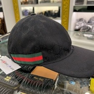 東區正精品㊣Gucci 200035 黑色緹花布拼綠紅綠帽子棒球帽 S號 RZ6155
