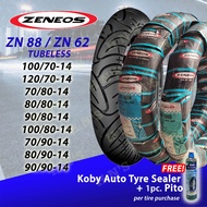 ZENEOS ZN88 Platinum RIM 14 Tubeless Tires  ( 70/80-14 , 70/90-14 , 80/80-14 , 80/90-14 , 90/80-14 , 90/90-14 , 100/70-14 , 100/80-14 , 120/70-14 ) FREE Koby Tire Selant and Pito