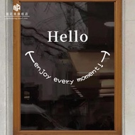 ** New~smiley hello English Letter Wall Sticker ins Mirror Photo Decoration Milk Tea Coffee Beauty Shop Glass Door Sticker