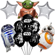Star Wars Theme Yoda BB8 R2D2 Space Theme Foil Aluminium Balloon Latex Printed 12” Balloons