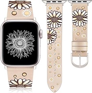 JR.DM Leather Band Compatible with Apple Watch Band 41/40/38/44/45/46/49/42mm Women, Boho Western Em