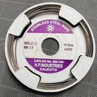 STAINLESS STEEL Wire Wayar KELULI TAHAN KARAT  SWG : 21G

 MM : 0.8

 15 Gms 

 KERAS / HARD