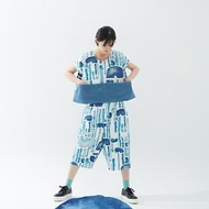 y1,hsuan X 紅林 獨家印花布系列 工作服式短上衣rain