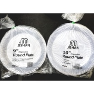 Disposable Round Plastic Plate -9"/10" Round Plate [ 50pcs± ] JISHAN Party, Catering,Buffet, Kenduri