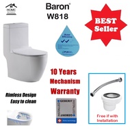 Baron W818 Rimless Flush Toilet Bowl With Geberit flushing mechanism, option to install with free removal and disposal