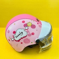 หมวกกันน็อค ครึ่งใบ เลดี้ มอกใหม่(หนังลาย)Vtechสีชมพู