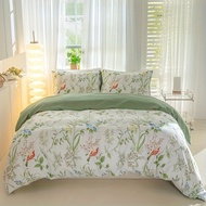 3pcs/set Leaf Floral Pattern Duvet Cover Set(1 Duvet Cover & 2 Pillowcase）Soft And Skin-Friendly Duv