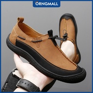 ORNGMALL Thời trang nam da giản dị Giày tay-khâu mềm mại Giày lười nam thoải mái Giày da đanh thoáng