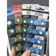 Blister of 10 Button Cell Batteries LR44 AG13 LR626 LR621 AG4 LR41 AG3 AG1 SODA Batteries 1,55V