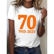 Local Warehouses Women s Retro 70s Graphic T Shirt 70 Orange Print Short Sleeve Crew Neck Casual Top