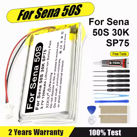 Brand-New 3.7V 1300mAh Rechargeable Battery For Sena 30K 50S,SP75 S7A-SP75 Motorcycle Bluetooth Head