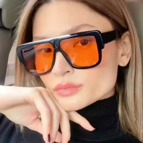 Hip Hop Sunglasses Unisex Oversized Frame Spectacles Shades Personality Square Eyeglasses One-Piece 