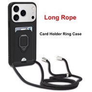 Crossbody Lanyard Silicone Ring Holder Card Wallet Case For Apple iPhone Air 17 Pro Max TPU Shockpro