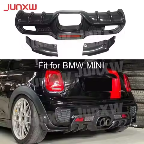 LED Light Rear Diffuser Bumper Chin Spoiler With Splitters Lips Bodykit for BMW MINI Cooper F55 F56 