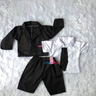 New Born Photo Props Costume - Black Baby Boss Suit - Entrepreneur - Baby Tuxedo