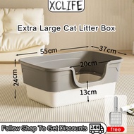 Cat Litter Box Half Enclosed Litter Basin Anti Splash European Style Cat Litter Toilet Box L XL 55CM