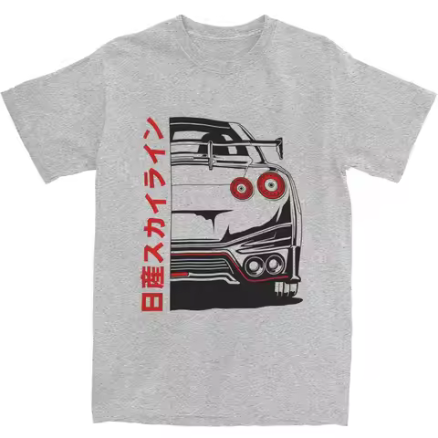 Summer JDM GTR R35 T Shirt Outfits Men Women's Cotton Vintage GT-R Sports Car T-shirt Short Sleeve C