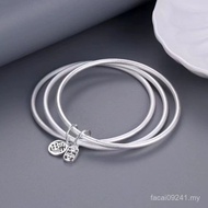 手镯  bracelet  纯银手镯三生三世平安福牌手环银镯子s999足银情人节礼物女友