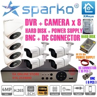 Sparko 4MP Full Set DIY 8 CHANNEL Full HD 1080P CCTV 8 CH DVR + Camera + 1TB HDD + Power Supply + Co