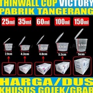 READY STOCK Thinwall Cup 25ml 35ml 60ml 100ml 150ml Per Dus Bulat Cup
