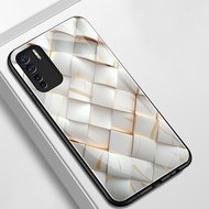 Case For OPPO A91 Reno 3 F15 White Plaid Phone Shockproof Glass Shell