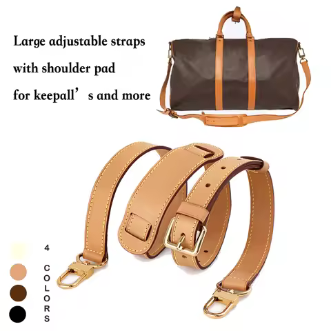 Genuine Vachetta Leather Adjustable Crossbody Strap for LV Keepall Speedy 25 30 35 Bag Shoulder Stra