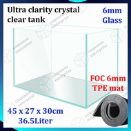 Ultra Clarity Crystal Clear Glass Aquarium Fish Tank - 45x27x30cm